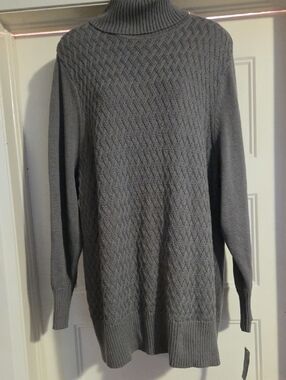 Karen Scott Gray Cable Knit Turtleneck Sweater